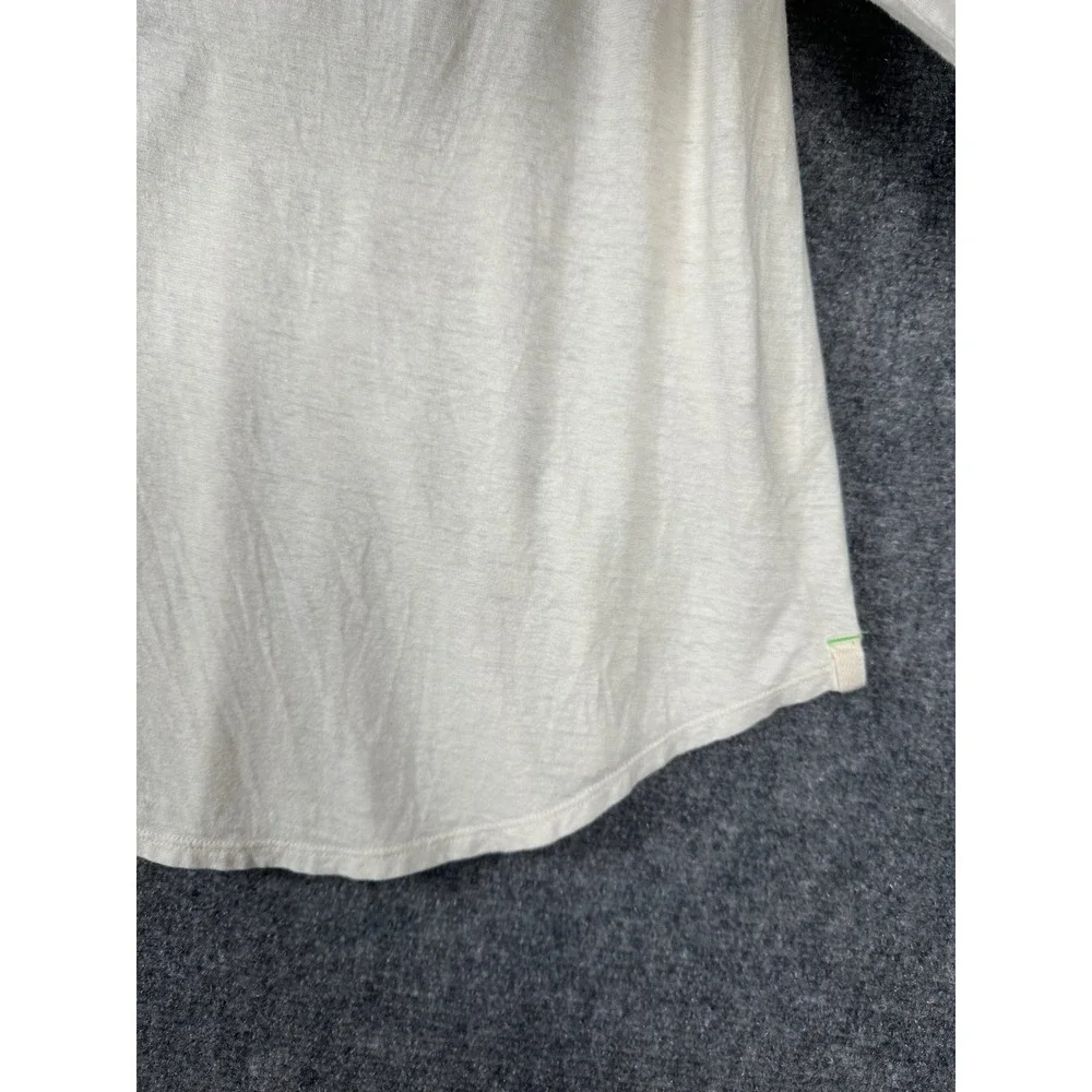 Free People Women Smocked Cuff V Neck Top Medium Boho Slub Knit Ivory White - Picture 10 of 12